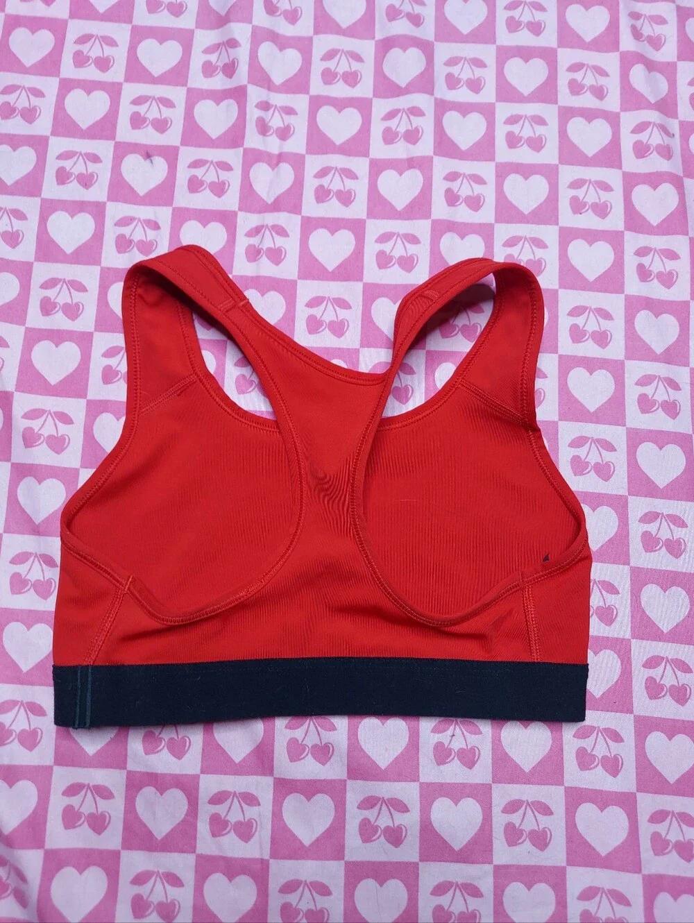 Nike Red Sports Bra with Black Band and Swoosh